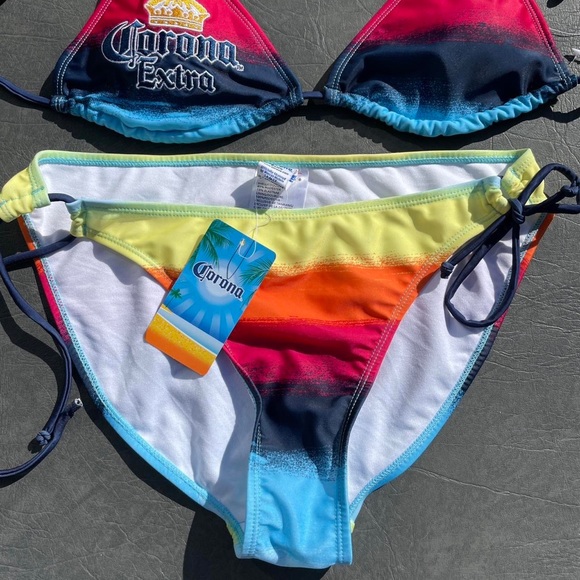 vintage 2000s corona rainbow bikini set - Picture 2 of 7